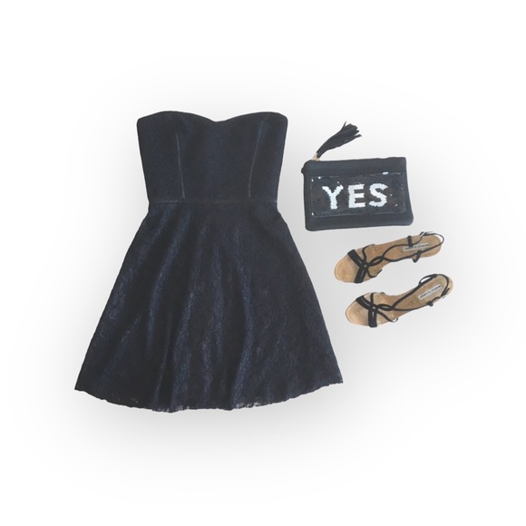 Devlin ᪥ Strapless Bustier Lace Cocktail Mini Dress ᪥ Little Black Dress ᪥ Large - Picture 7 of 16